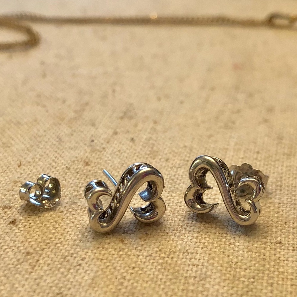Jane Seymour Sterling Open Heart Stud Earrings